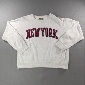 New York Popular Sweatshirt Mens Medium Gray Crewneck Graphic Fleece Pullover